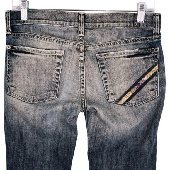 7 for All Mankind Women's Size 28 Straight Leg Jeans Sequin Pocket - Picture 6 of 10